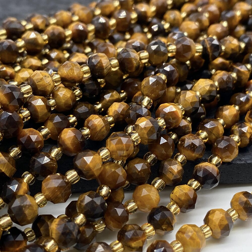 9174 ABCGEMS African Tigers Eye Beads Embellished with Hundreds of Delicate